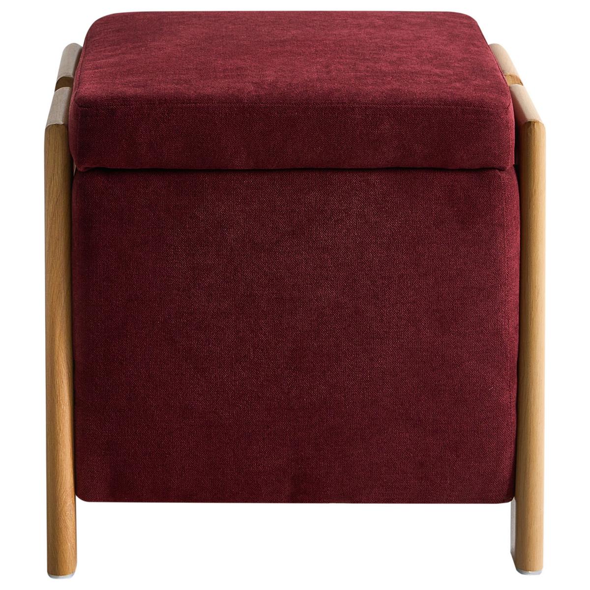 POUF mit Stauraum Stoff 45 cm Burgunderrot Edland - Dunkelrot, Metall (45/44/43cm) - Beliani