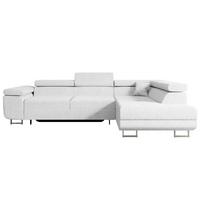 ECKSOFA mit Schlaffunktion und Bettkasten GUSA-L 272x202x107 cm Weiß Bouclé - Silberfarben/Weiß, Holzwerkstoff/Textil (272/202cm) - ALTDECOR