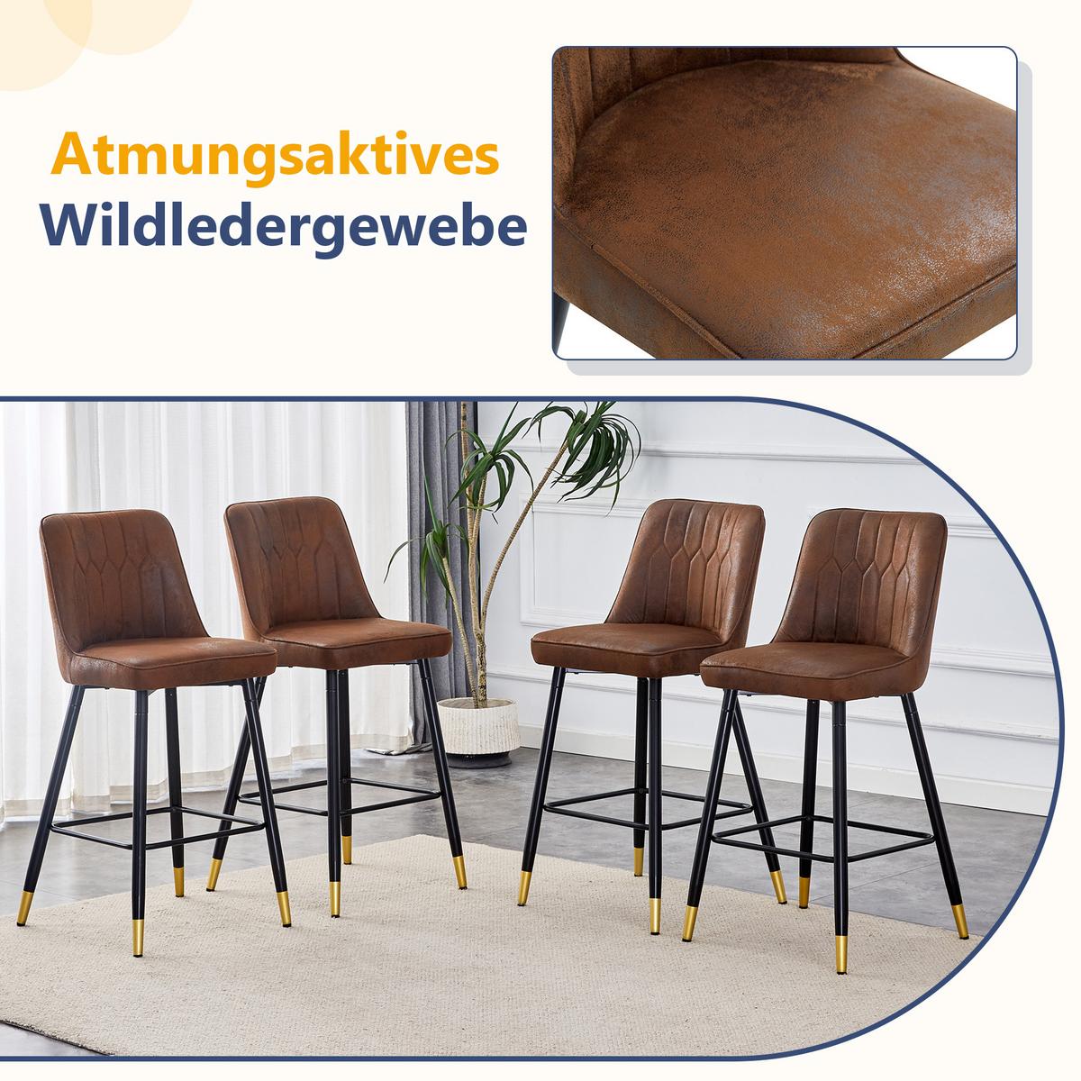 BARHOCKER 2er set stoff metall mit fußstütze - Braun, Textil (42/100/45cm) - Urban Meuble