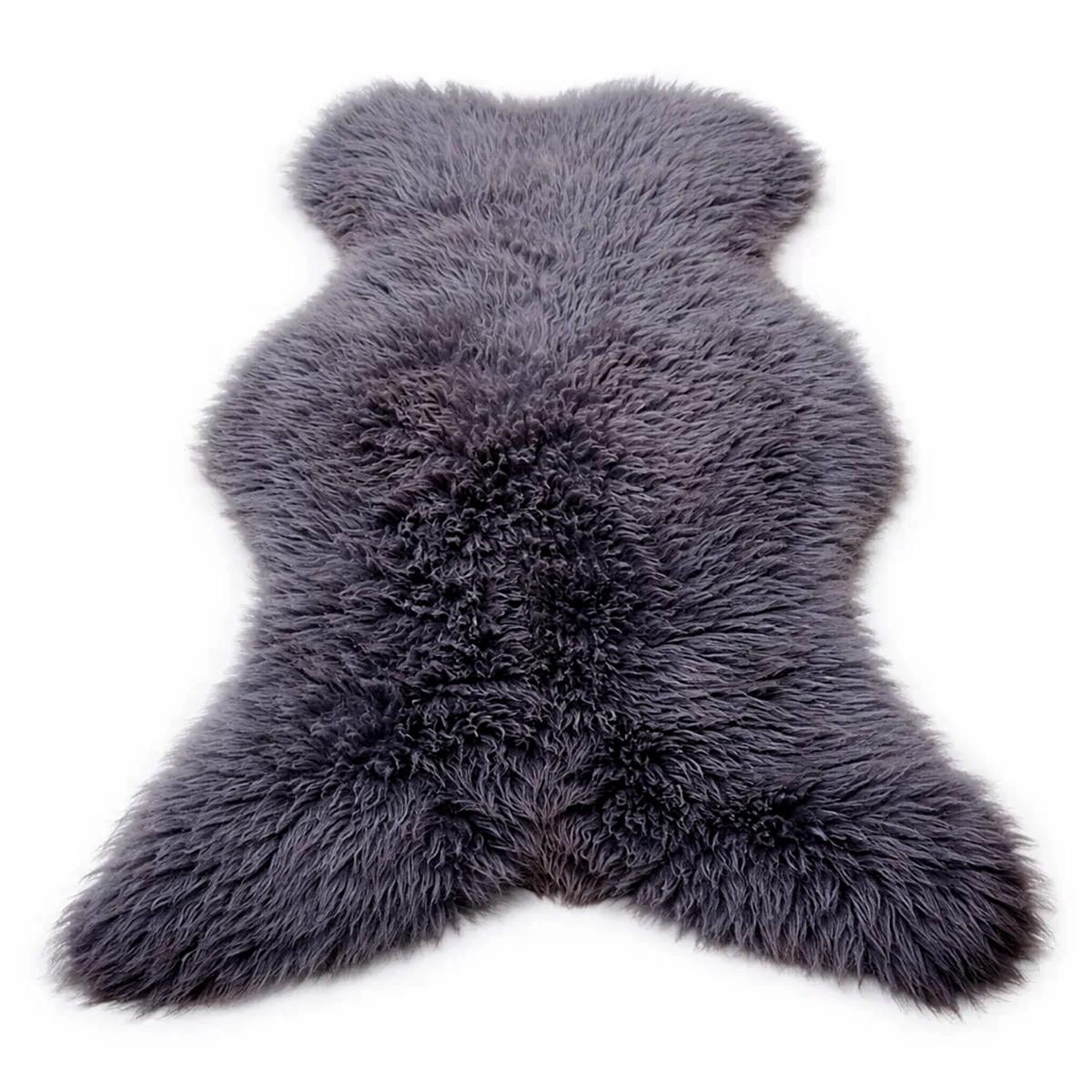 LAMMFELL Öko Schaffell grau kurzhaar 2. Wahl Teppich ca. 105 cm - Dunkelgrau/Grau, Fell (60/105cm) - Provellus