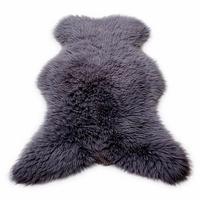 LAMMFELL Öko Schaffell grau kurzhaar 2. Wahl Teppich ca. 105 cm - Dunkelgrau/Grau, Fell (60/105cm) - Provellus