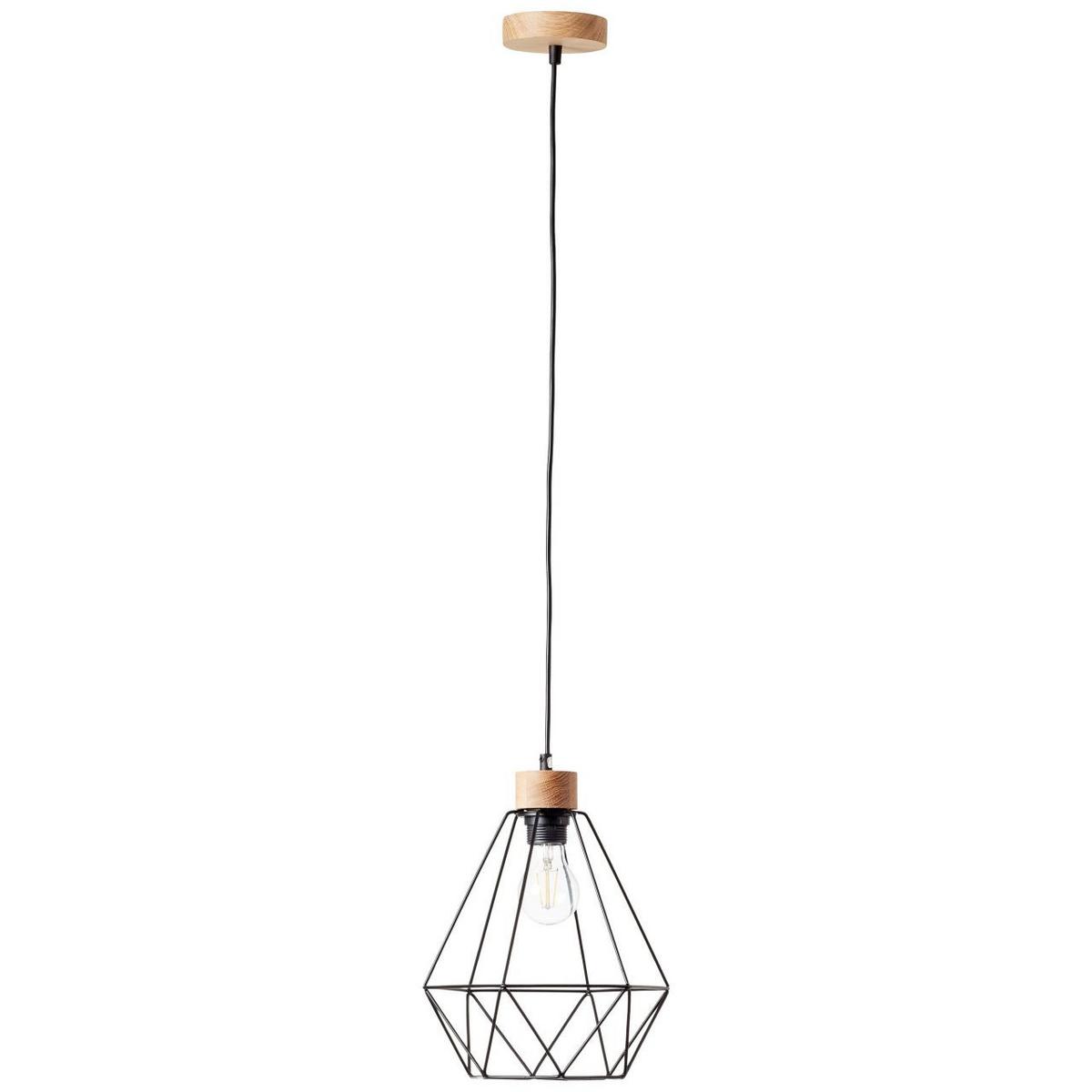 PENDELLEUCHTE Drewno 99530/76 - Schwarz, Holz (25/25/110cm) - Brilliant