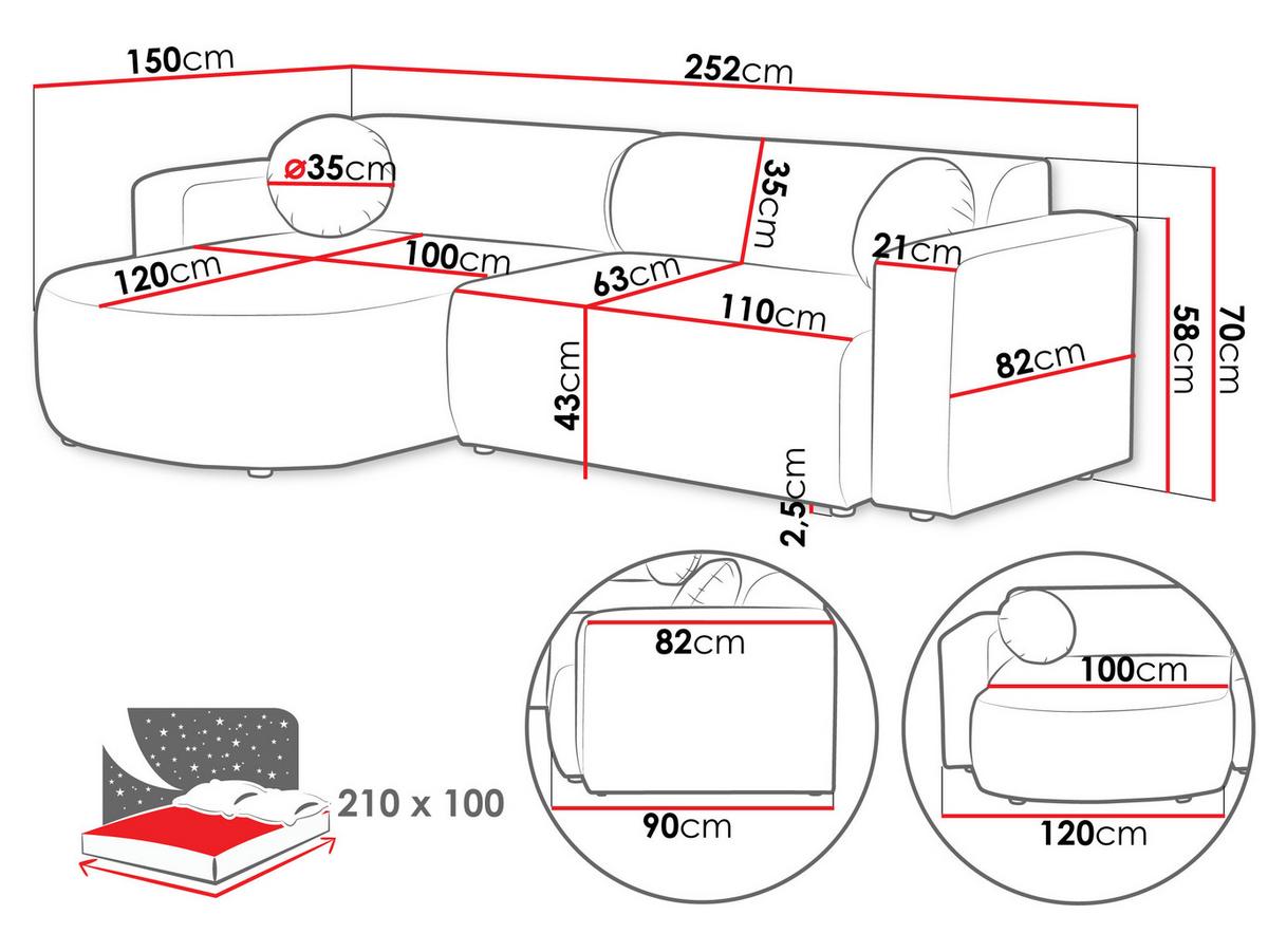 ECKSOFA Nicelo - Schwarz/Naturfarben, Holz/Kunststoff (252/150cm) - MIRJAN24
