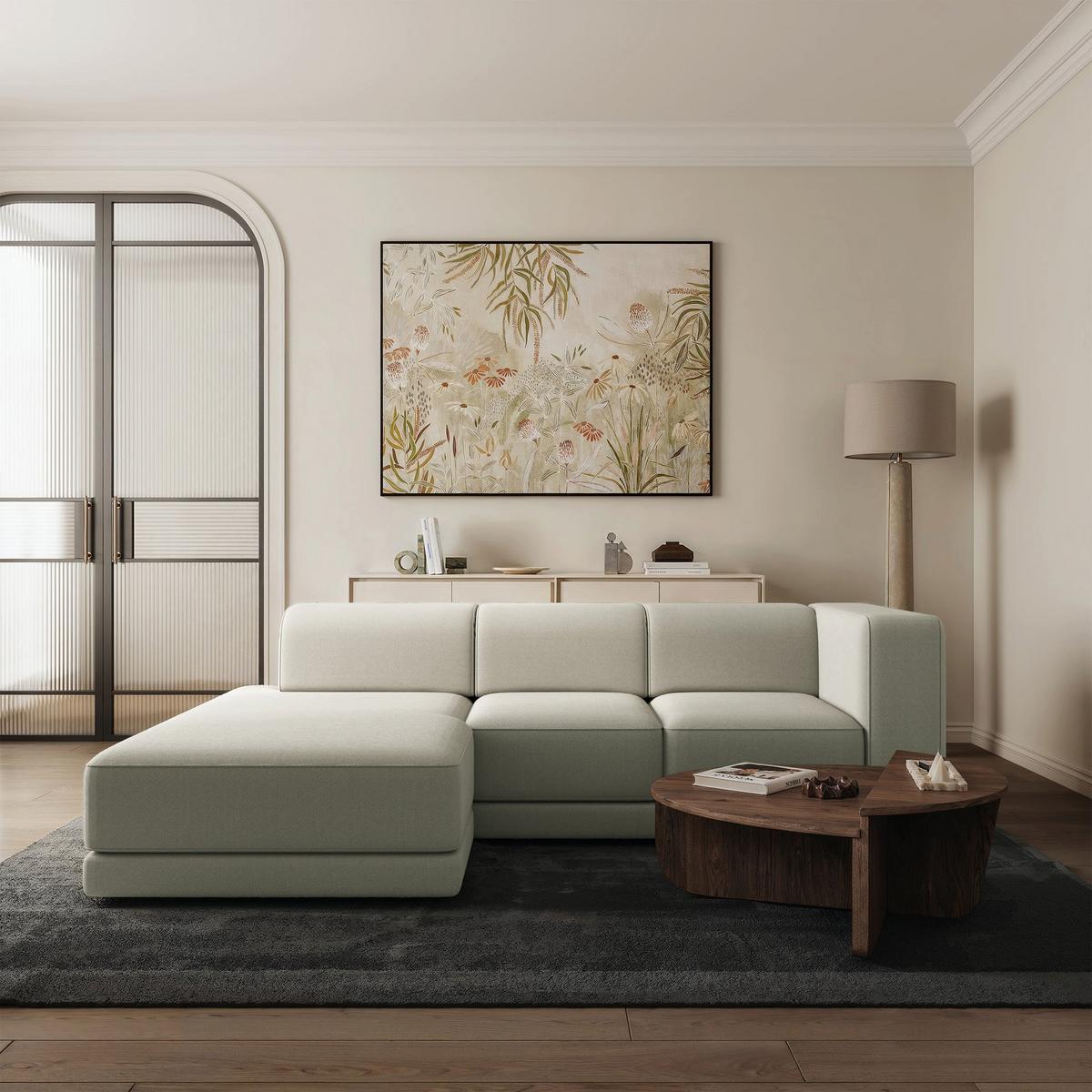 ECKSOFA Novals L-Form, 4-Sitzer, links 278 cm - Taupe/Schwarz, Kunststoff/Textil (278/168cm) - Selsey