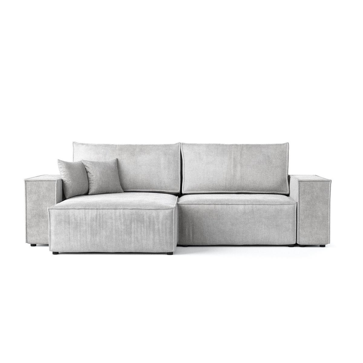 ECKSOFA CAVO mit Schlaffunktion Hellgrau im Wind Stoff - Hellgrau/Schwarz, Holz/Holzwerkstoff (255/148cm) - AltaBeds