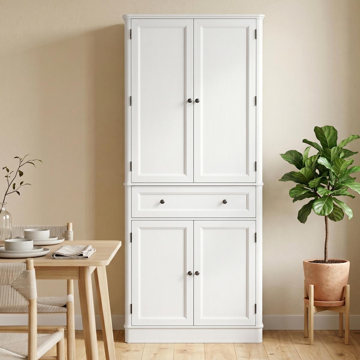KÜCHENSCHRANK MDF Weiß - Weiß, Holzwerkstoff (39.5/186.4/80cm) - HOMCOM