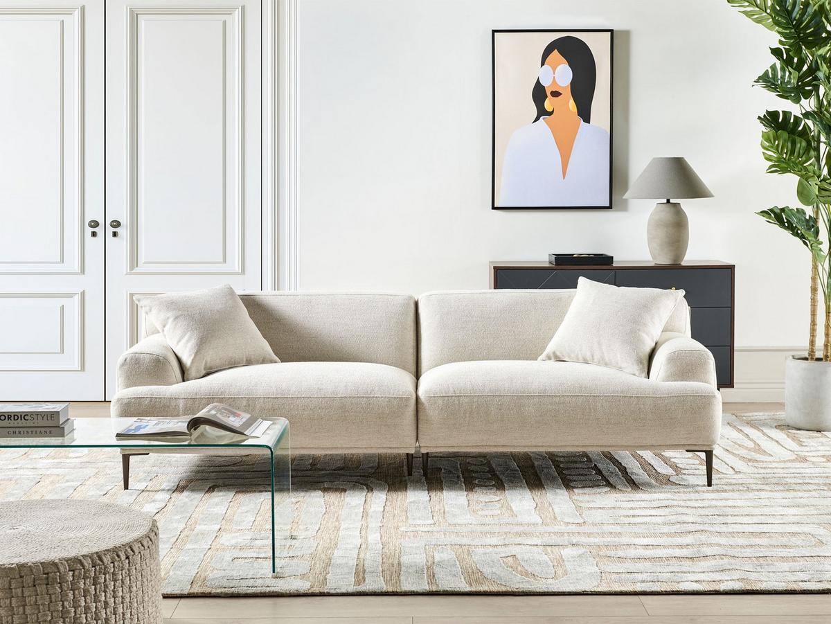 3-SITZER-SOFA Stoff Hellbeige Matila - Beige, Textil (233/70/94cm) - Beliani