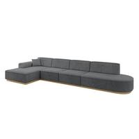 ECKSOFA Ottomane Links IREA-L3-v2 - 412x165x80 cm Duneklgrau - Dunkelgrau, Holzwerkstoff/Textil (412/165cm) - ALTDECOR