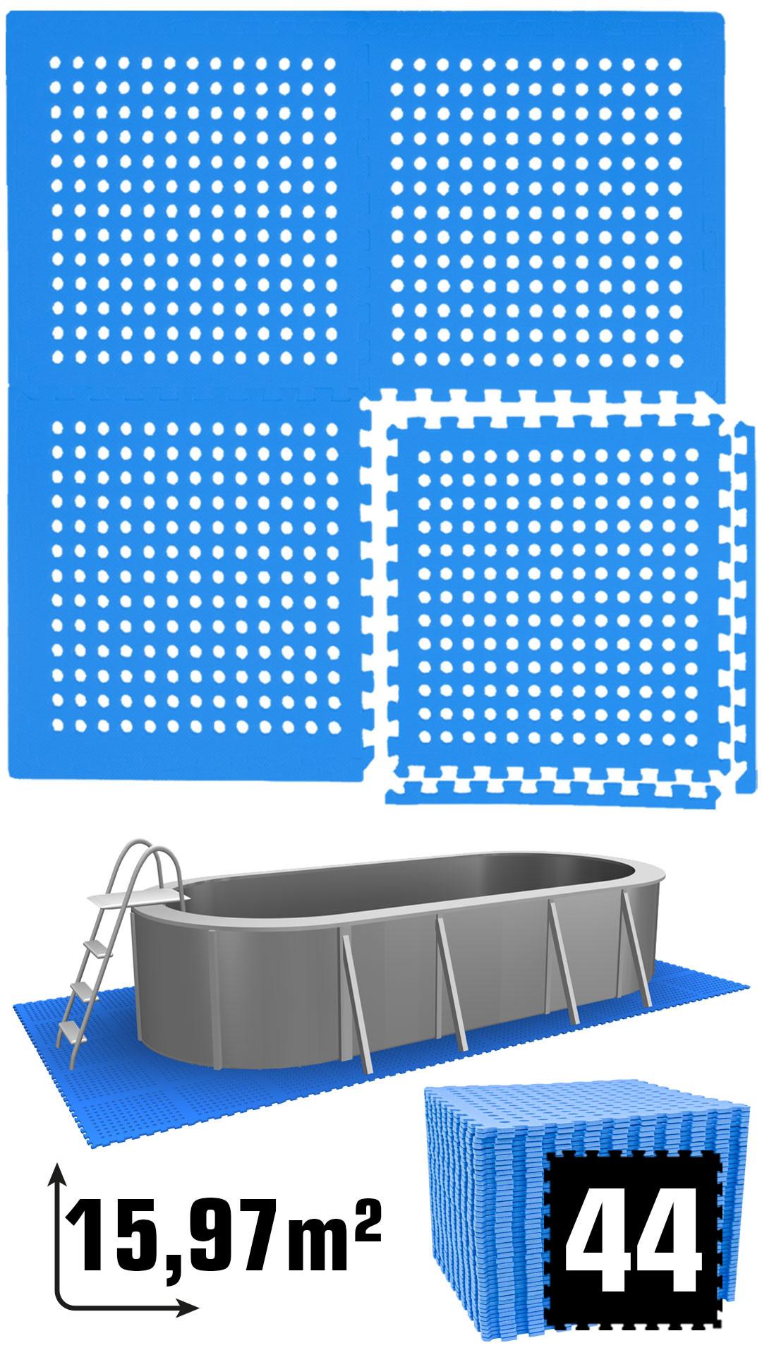 POOLMATTEN 16m² 44 EVA Matten 62 cm Blau - Blau, Kunststoff (62/62cm) - eyepower