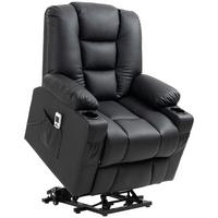 FERNSEHSESSEL mit Aufstehhilfe, Schwarz - Schwarz, Leder/Kunststoff (98/102/90cm) - HOMCOM