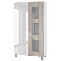 VITRINE Denjo Tür in Eiche Nordic - Silbereichenfarben, Holzwerkstoff (71/129/35cm) - Vladon