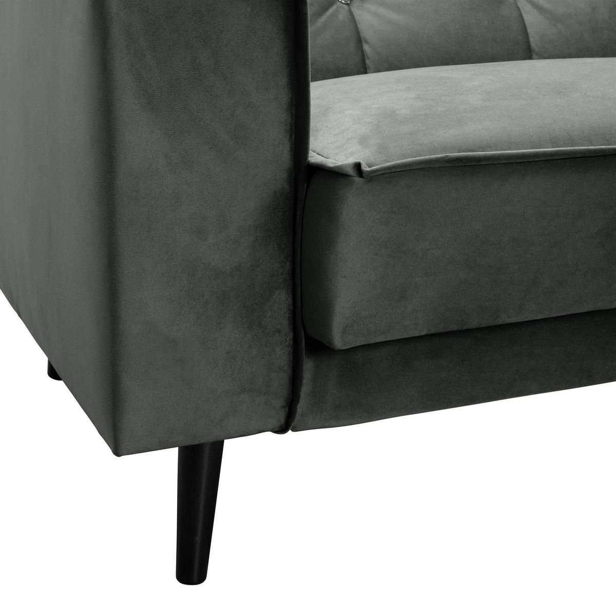 SOFA 3-Sitzer mit Bettfunktion Kaycee Samtvelours graphit - Graphitfarben, Kunststoff (78/84/240cm) - 58aufmkessel