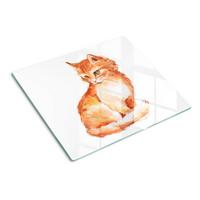 GLASPLATTE 60x52 cm Rote Katze - Orange, Glas (60/52cm) - TULUP