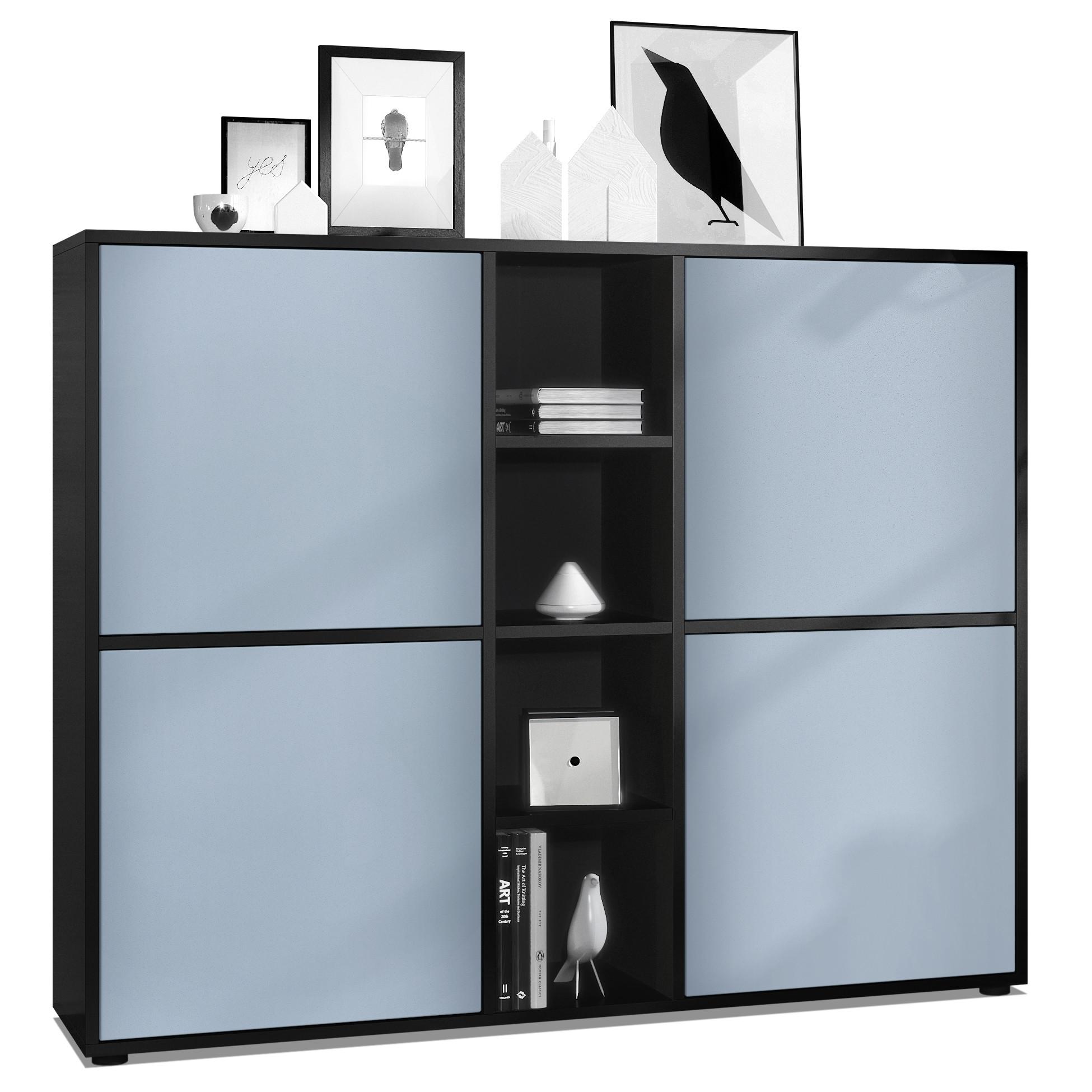 HIGHBOARD Cuba Türen in Denim matt - Pastellblau, Holzwerkstoff (130.5/105.5/35.5cm) - Vladon