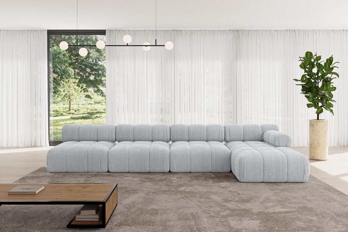 ECKSOFA modulares Sofa Razon-L3 - 380x160x70 cm Grau Cord - Grau, Holzwerkstoff/Textil (380/160cm) - ALTDECOR