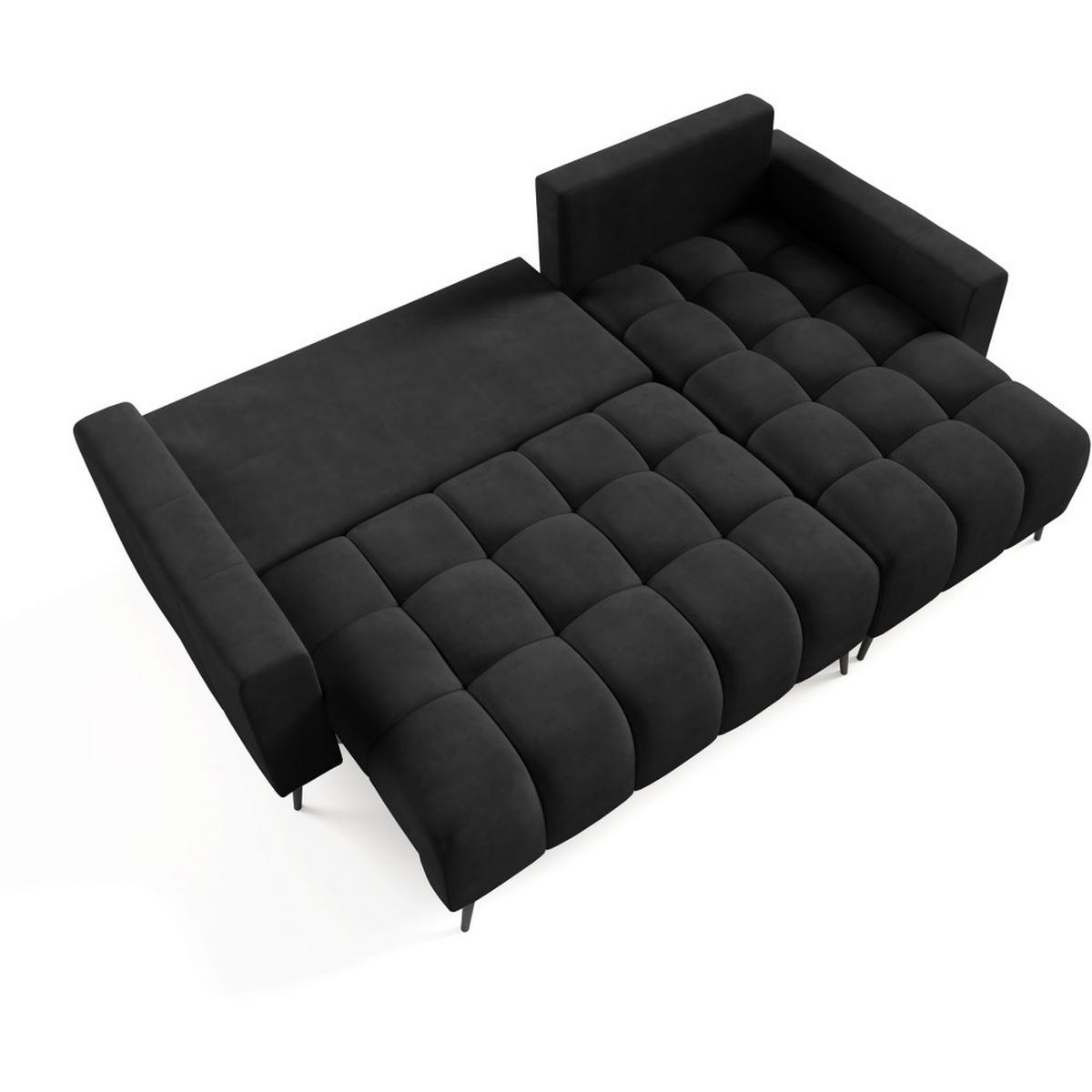 ECKSCHLAFSOFA Denver im Veloursstoff, Schwarz - Schwarz, Textil (232/148cm) - Beautysofa