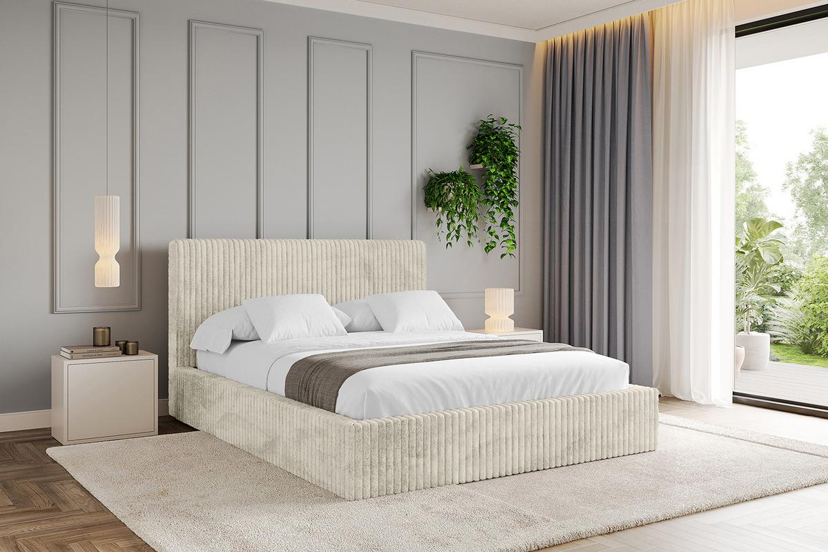 POLSTERBETT mit Bettkasten und Lattenrost, Bett mit Matratze H3/H4 - ALOVA-V1 120x200 Beige - Beige, Holzwerkstoff/Textil (120/200cm) - ALTDECOR
