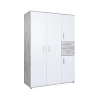 KLEIDERSCHRANK Bente 4-türig Weiß /Eiche - Eichefarben/Silberfarben, Holzwerkstoff/Kunststoff (130/188/54cm) - arthur berndt