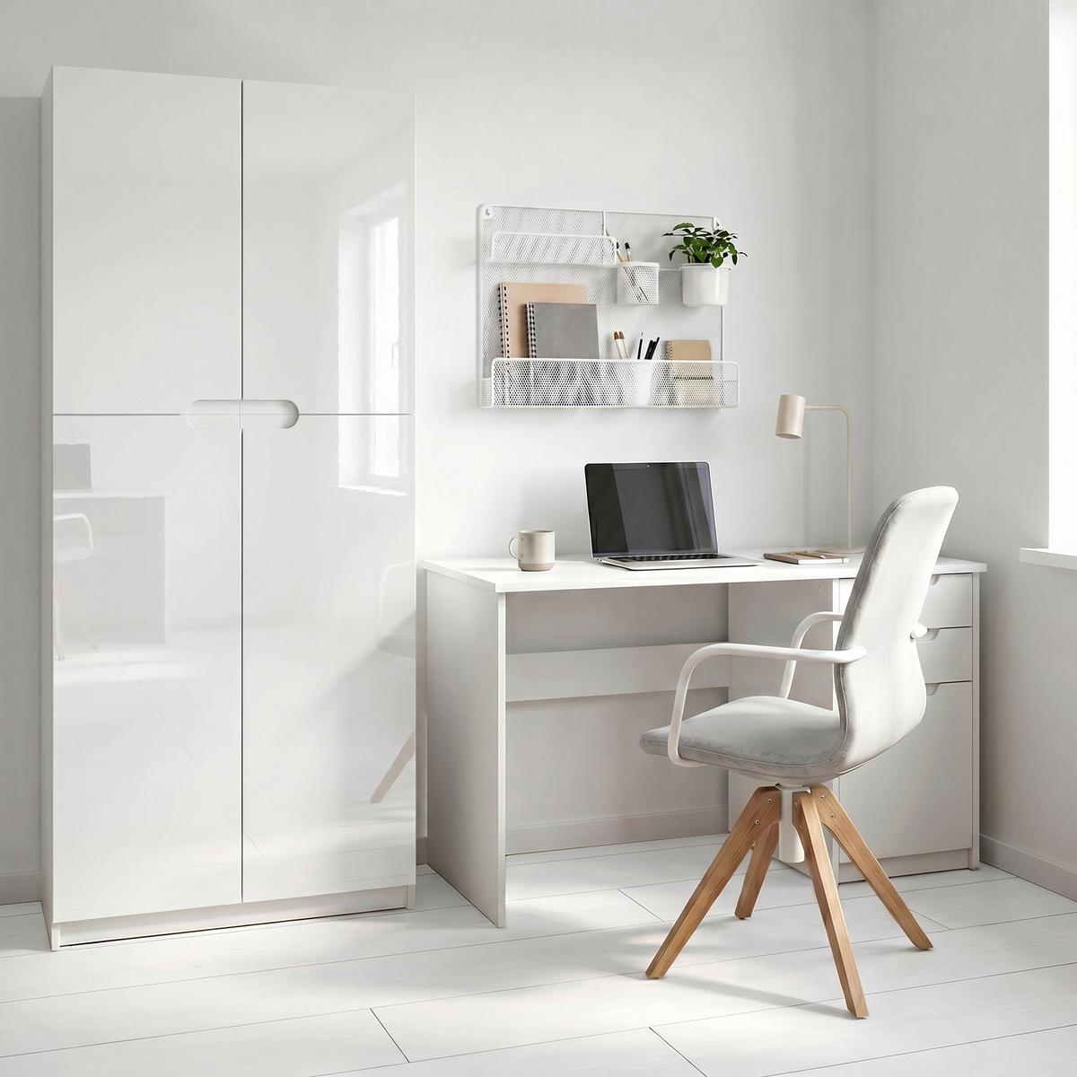 BÜROSCHRANK Logan Fronten in Weiß Hochglanz - Weiß Hochglanz, Holzwerkstoff (82/184/37cm) - Vladon