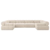 WOHNLANDSCHAFT modulares Sofa Birno-U2 - 380x190x70 cm Beige Cord - Beige, Holzwerkstoff/Textil (380/70/190cm) - ALTDECOR