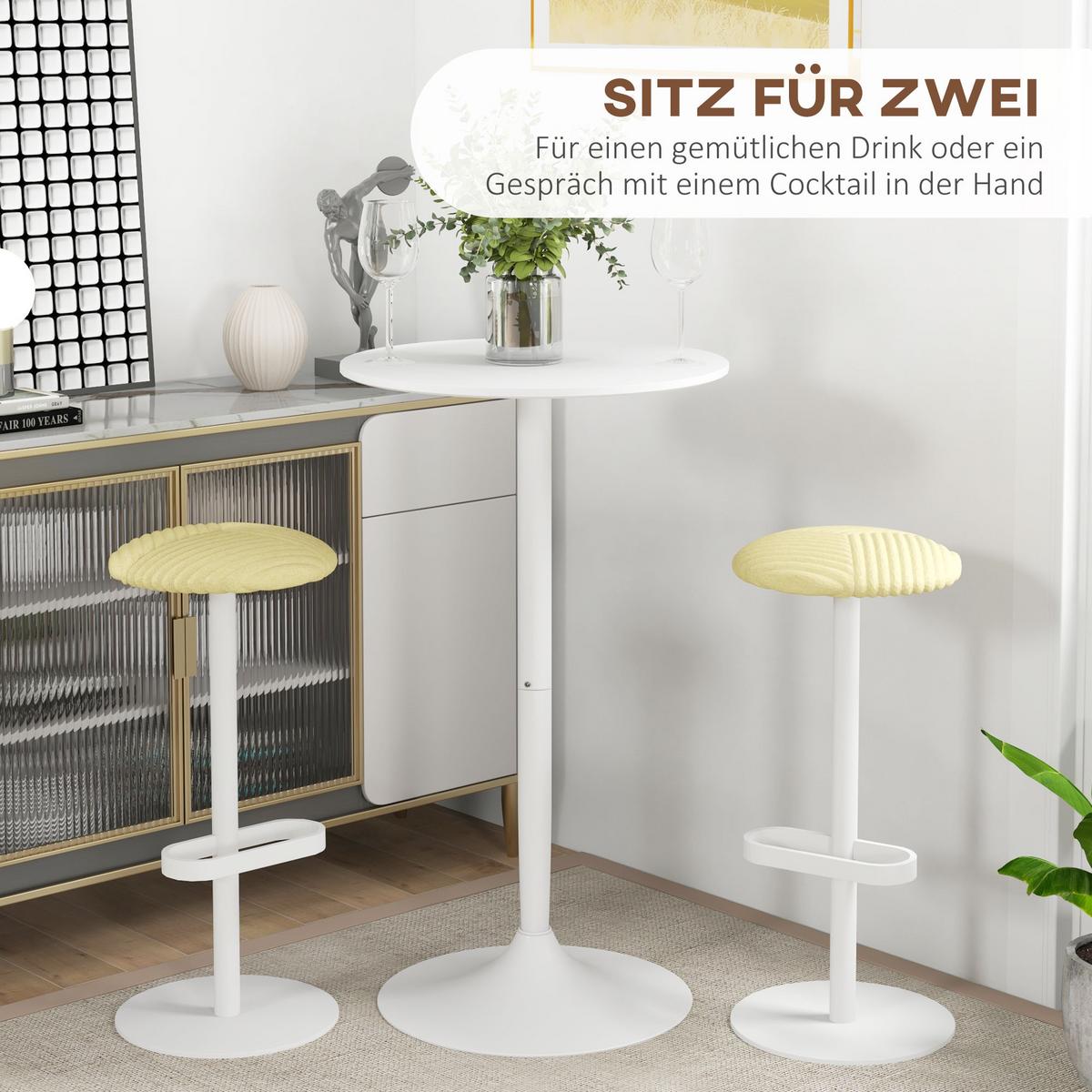 BARTISCH, MDF, Stahl, Weiß - Weiß, Kunststoff (60/60/102cm) - HOMCOM