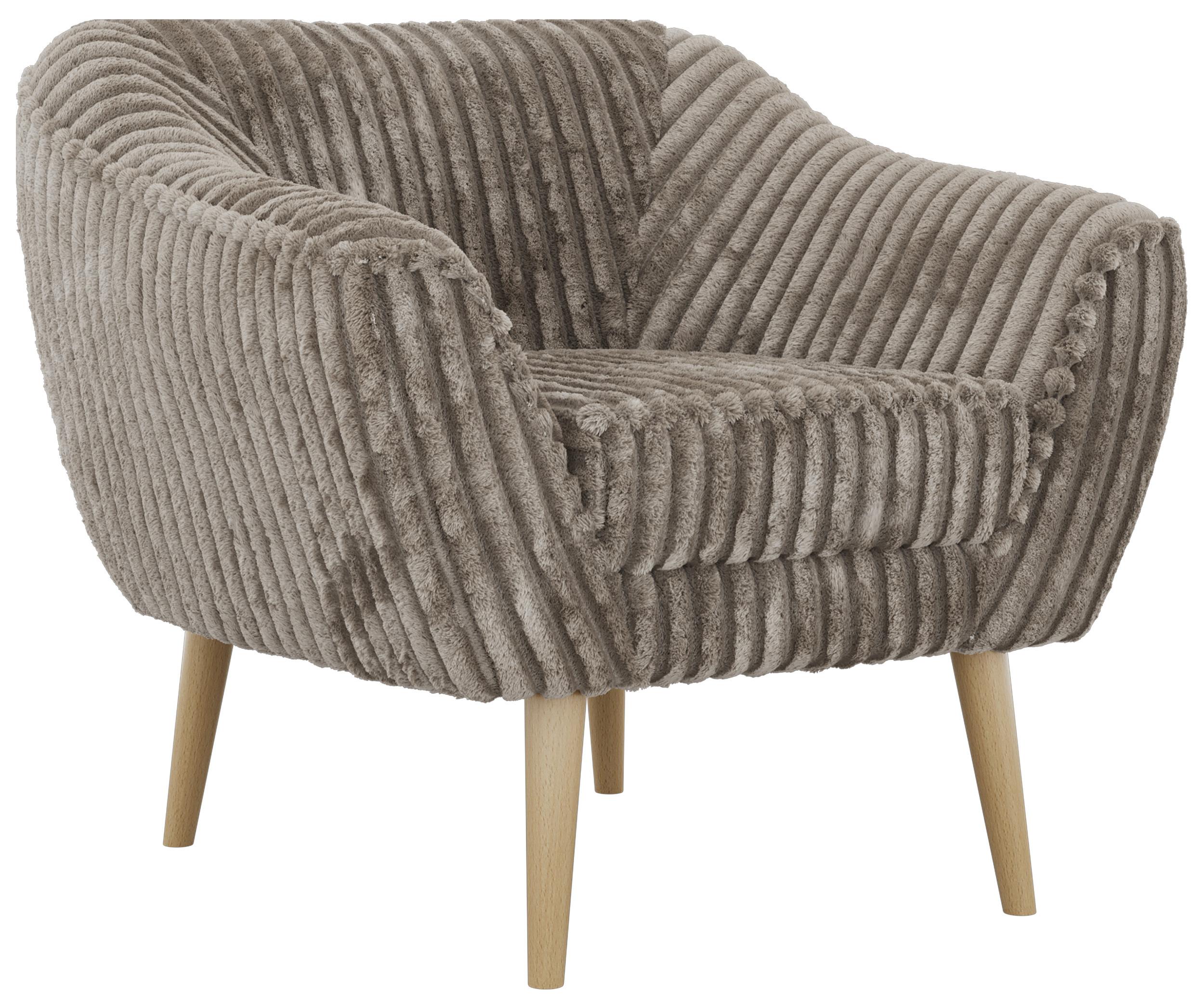 SESSEL PIRS - Hellbraun Cord - Holzbeine - Hellbraun/Buchefarben, Holzwerkstoff/Textil (80/75/74cm) - MKS