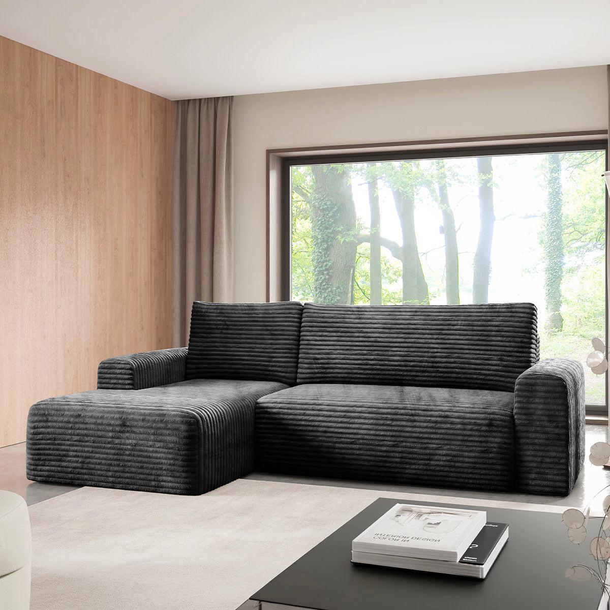ECKSOFA Romeo 3 Sitzplätze Schwarz - Schwarz, Holz (268/163cm) - Petits-meubles