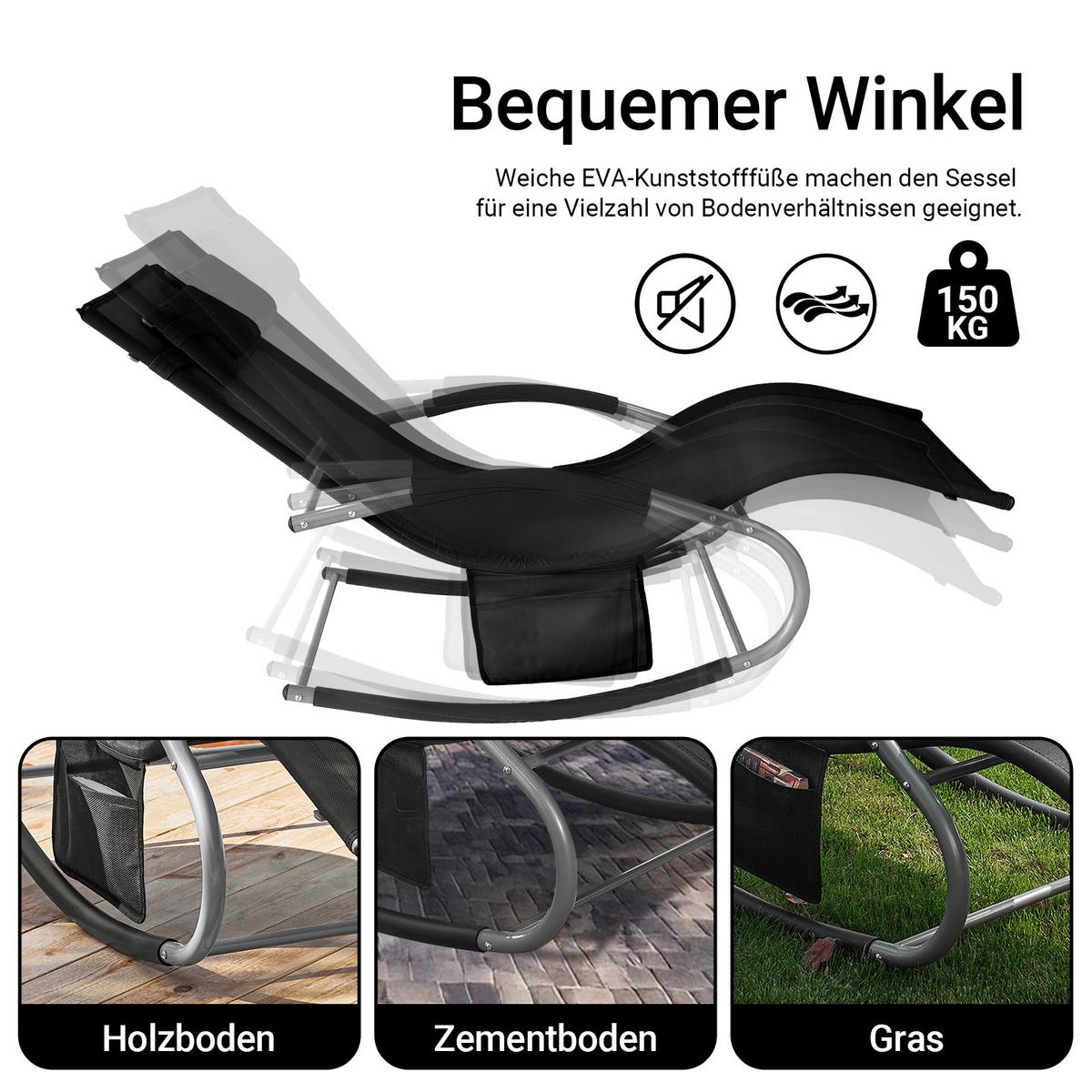 SONNENLIEGE 2 Personen, Gartenliege bis 150kg, Schwarz - Schwarz, Metall (63/87/150cm) - SoBuy