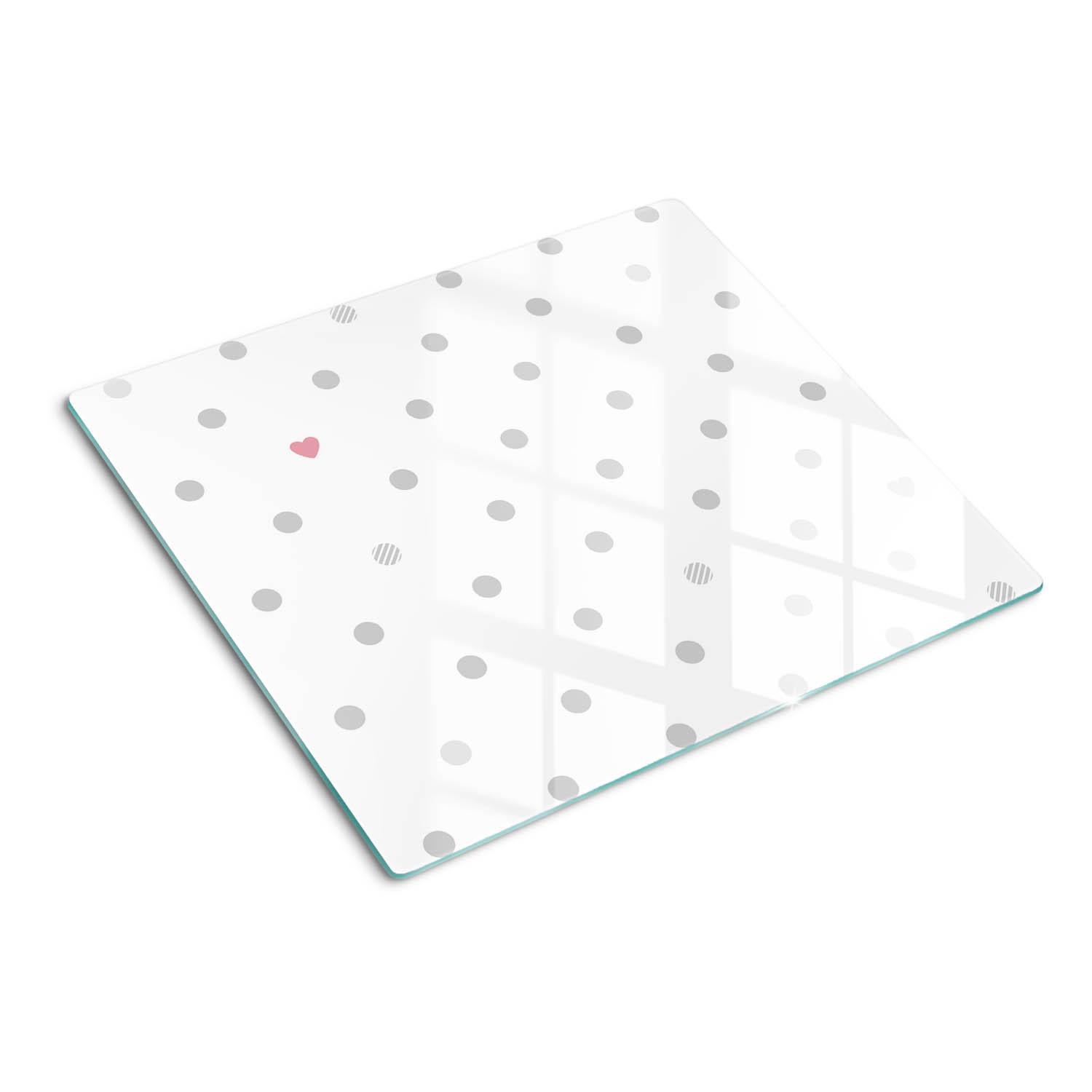 GLASPLATTE 60x52 cm Punkte und Herzen - Grau, Glas (60/0.4/52cm) - TULUP