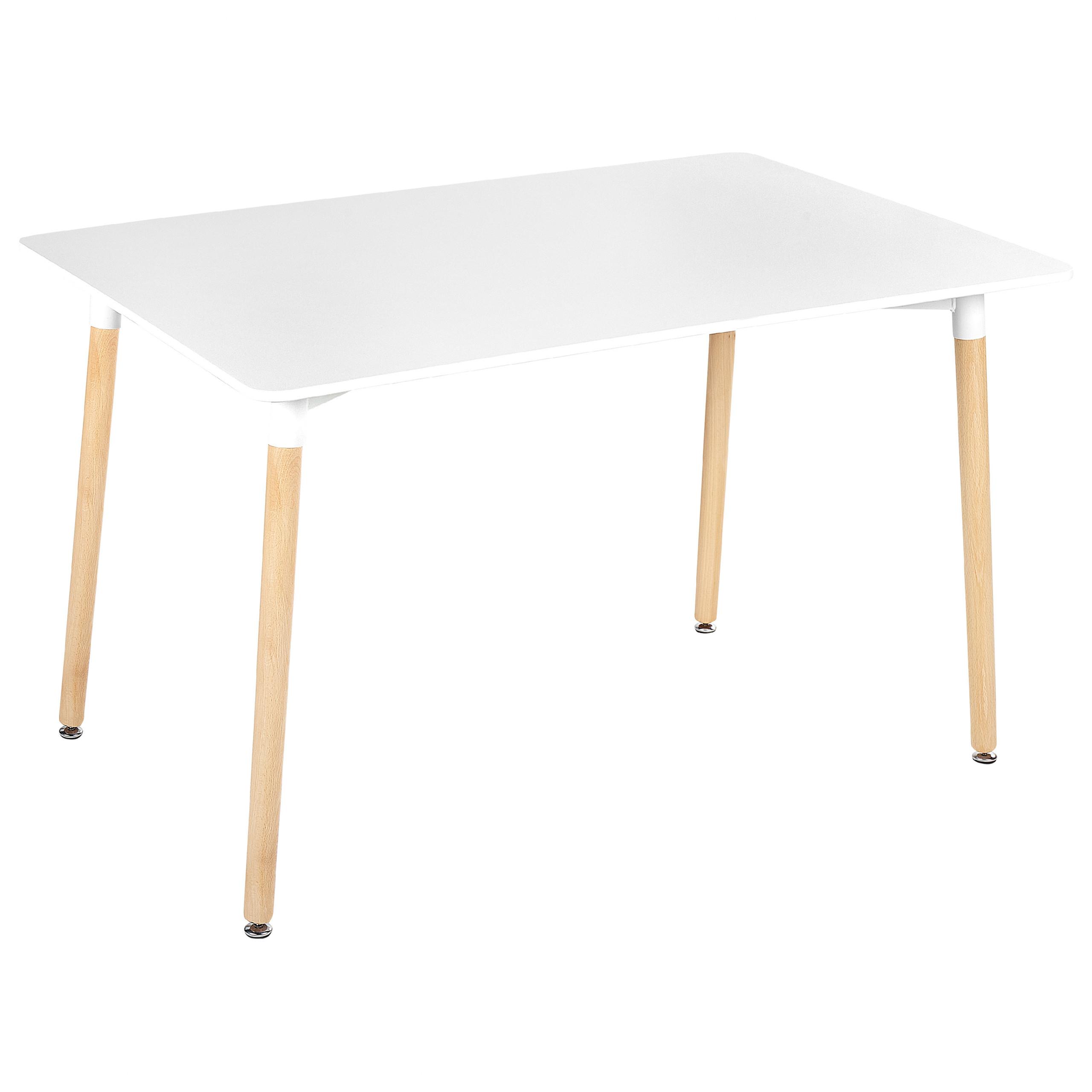 ESSTISCH 120/80/75 cm Weiß, Hellbraun Rechteckig Newberry - Weiß, Holzwerkstoff (120/80/75cm) - Beliani