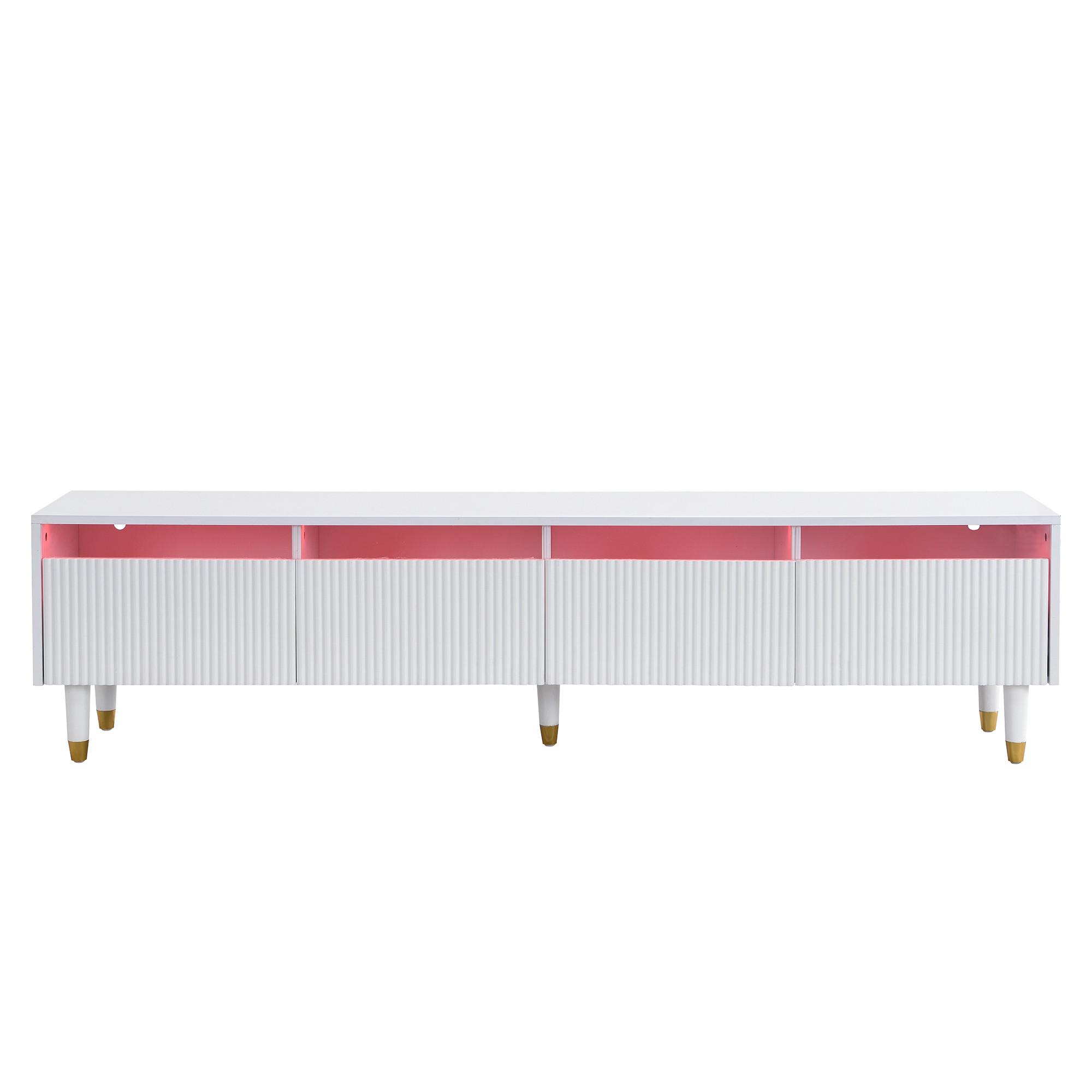 TV-LOWBOARD weiß & rillen-design 4 schubladen - Weiß, Holzwerkstoff (178/45/35cm) - Urban Meuble