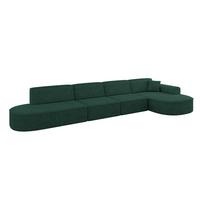 ECKSOFA Ottomane Rechts MARI-L3 - 413x171x79 cm Grün Velours - Schwarz/Grün, Holzwerkstoff/Kunststoff (171/413cm) - ALTDECOR