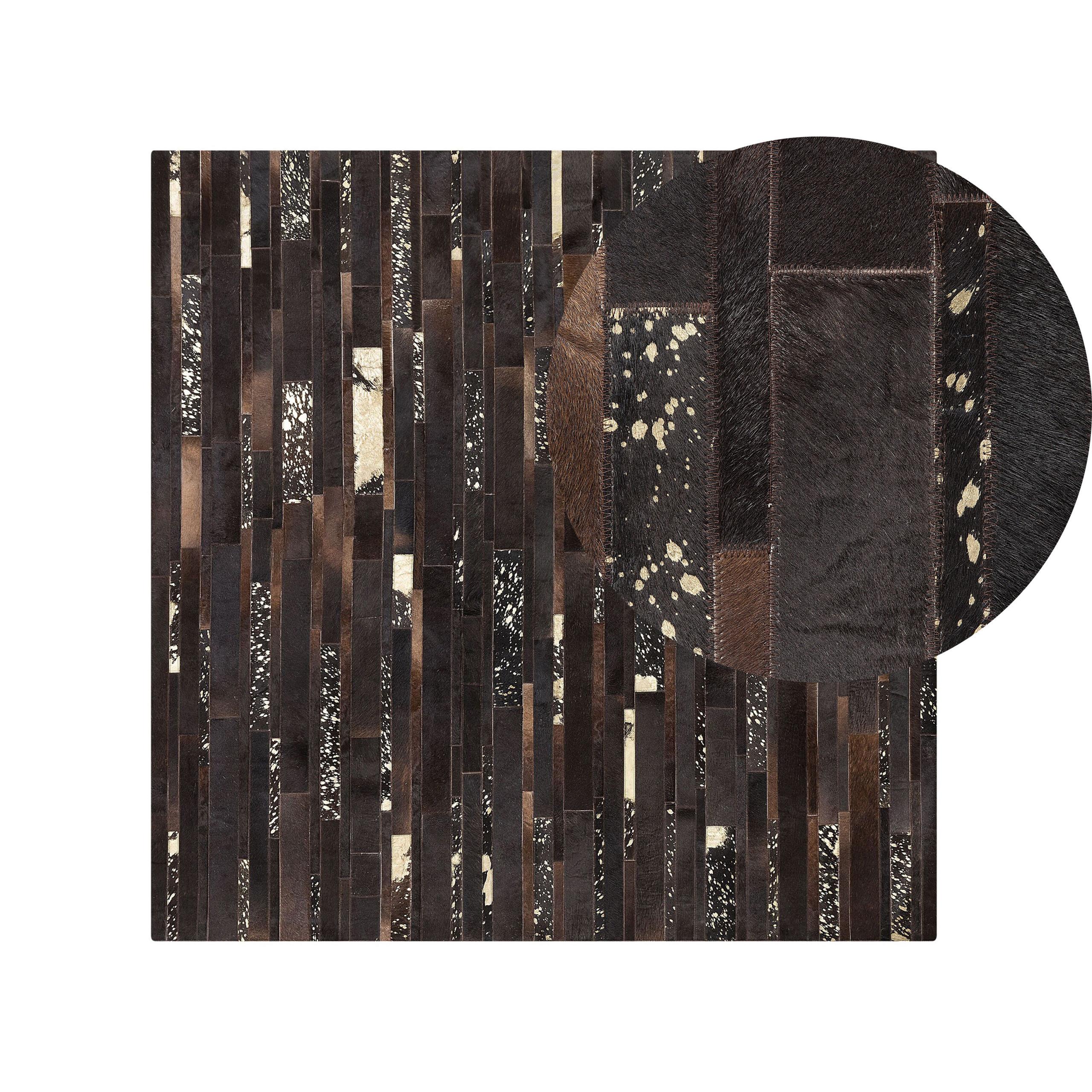 KURZFLOR-TEPPICH Artvin 200/200 cm - Braun, Fell (200/200cm) - Beliani