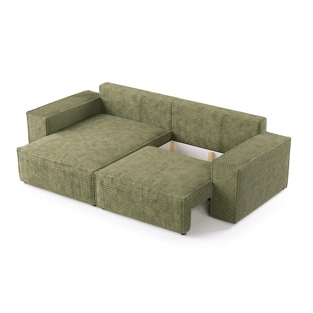 ECKSOFA SENSO mit Schlaffunktion Grün im Tilia Stoff - Schwarz/Grün, Holz/Holzwerkstoff (255/148cm) - AltaBeds
