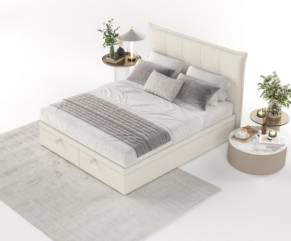 POLSTERBETT Liano mit Stauraum 180/200 cm Hellbeige im Alta Stoff - Sandfarben/Schwarz, Holz/Holzwerkstoff (180/200cm) - AltaBeds