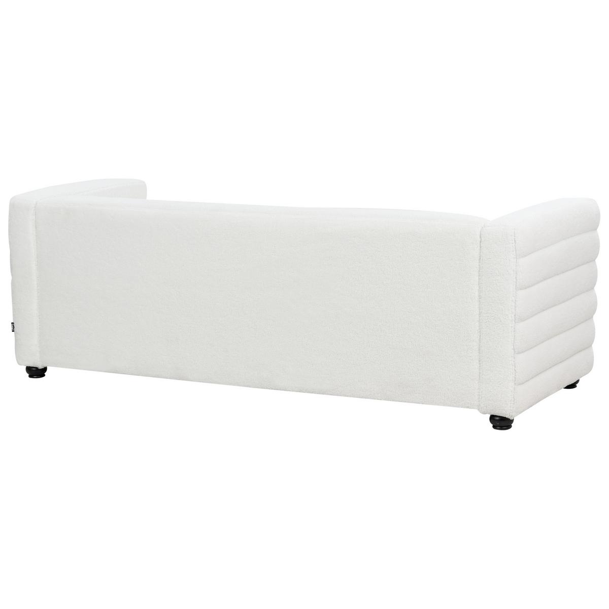 3-SITZER-SOFA Bouclé cremeweiß Hofn - Schwarz/Weiß, Textil (214/72/79cm) - Beliani