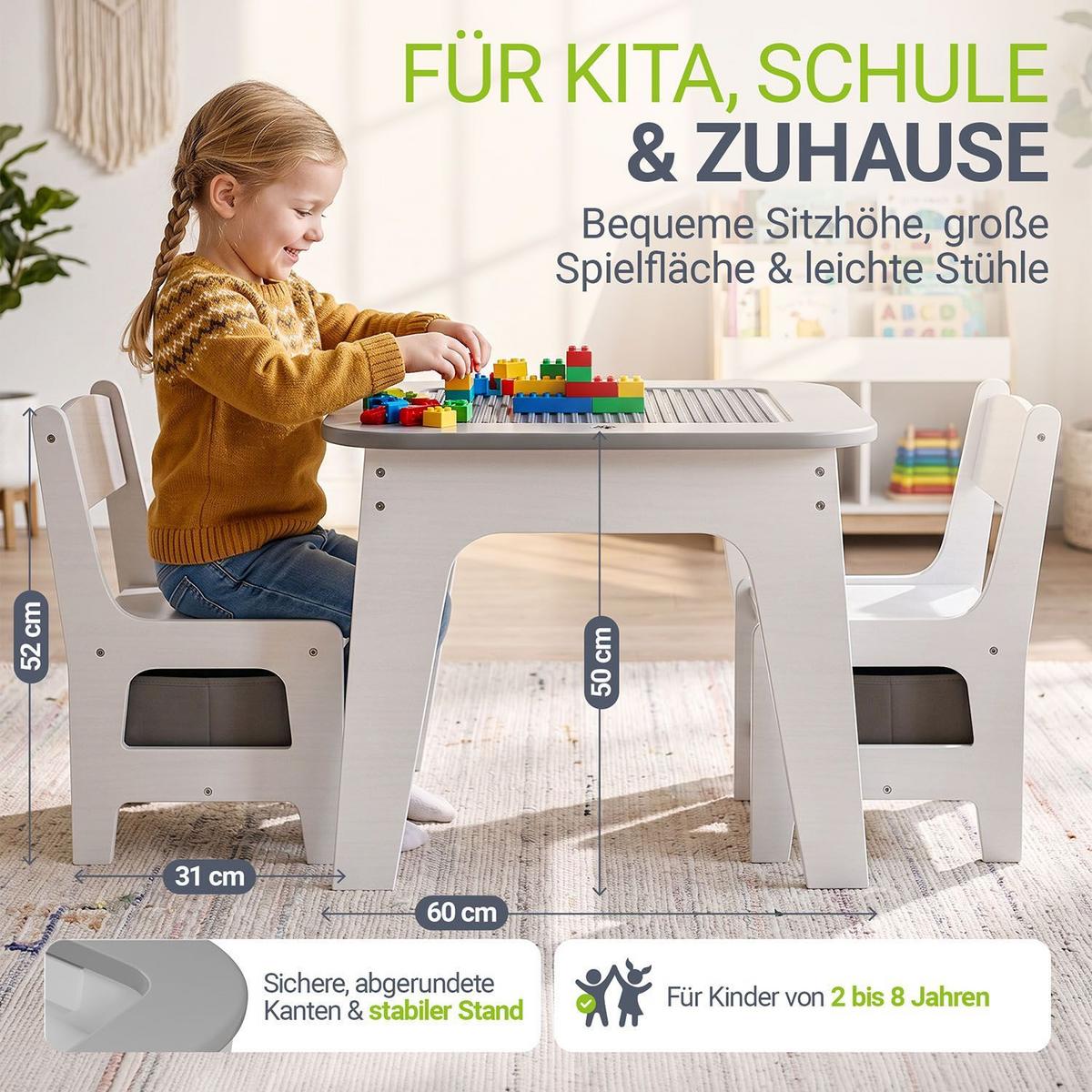 KINDERSITZGRUPPE Milou grau - Grau, Holz (60/50/60cm) - Juskys