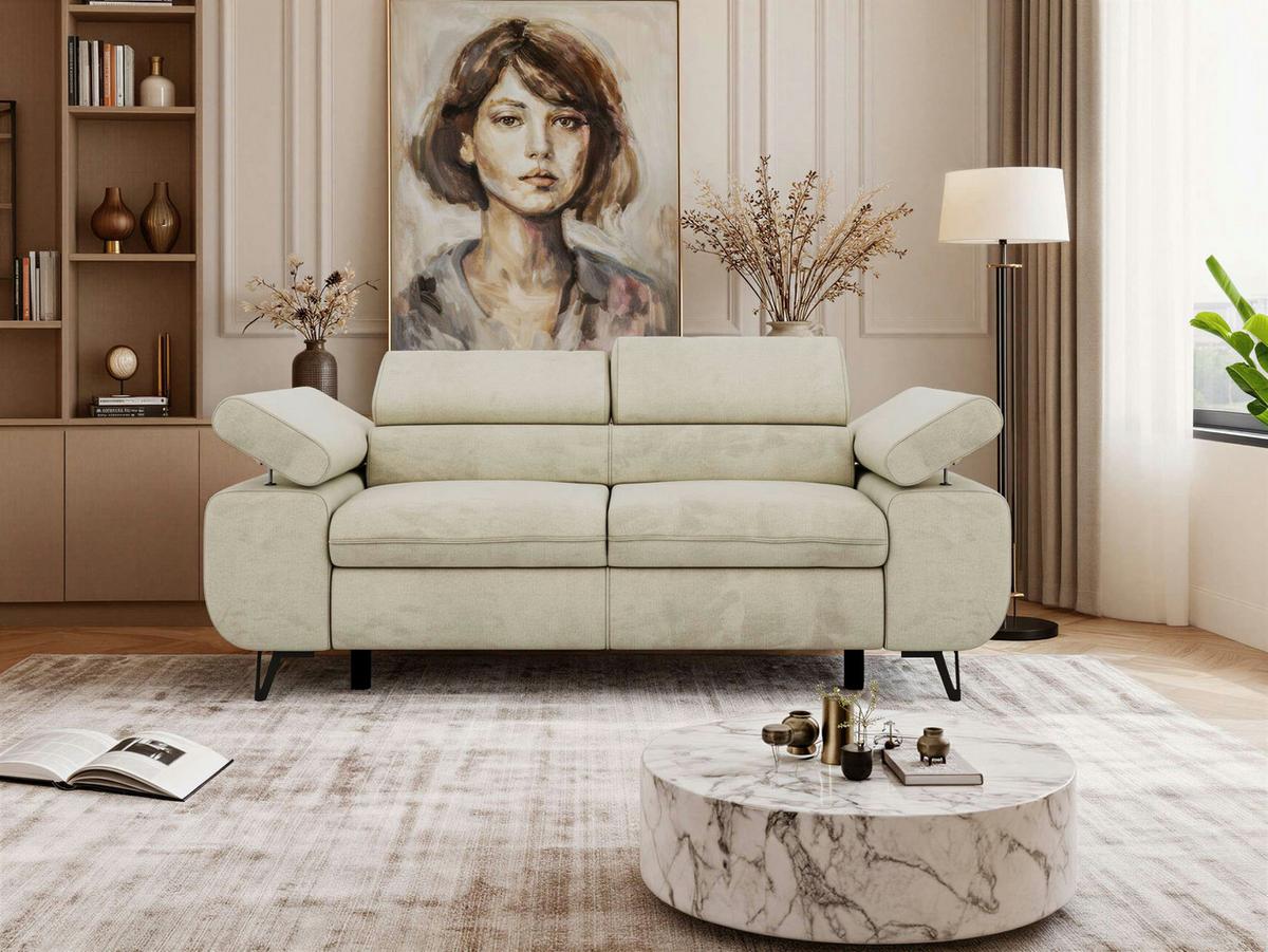2-SITZER SOFA PETER - Beige Velvet - Beige/Schwarz, Textil/Metall (200/76/99cm) - MKS