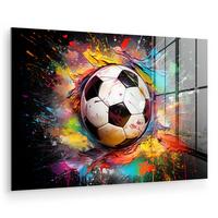 ACRYLGLASBILD Fußball - Farbe - Farben - Schwarz - Weiß Wanddeko 60x40 cm - Weiß, Glas (60/40cm) - MuchoWow
