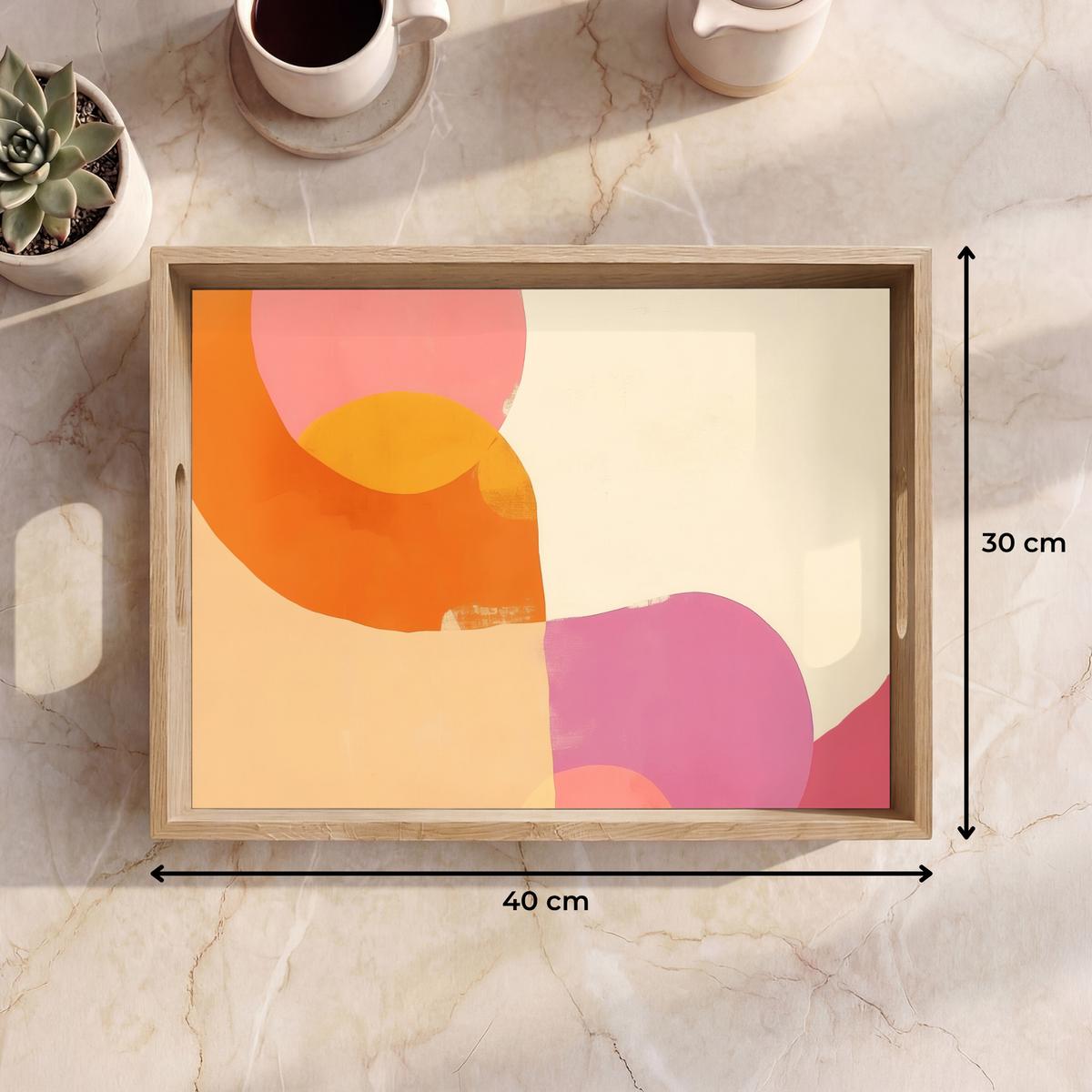 TABLETT Formen - Abstrakt - Farbenfroh 40x30 cm - Orange, Holz (40/5/5cm) - OnlyWow