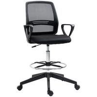 ARBEITSSTUHL Ergonomischer Drehstuhl Bürostuhl höhenverstellbar mit Fußstütze - Schwarz, Textil (66/120/68cm) - Vinsetto