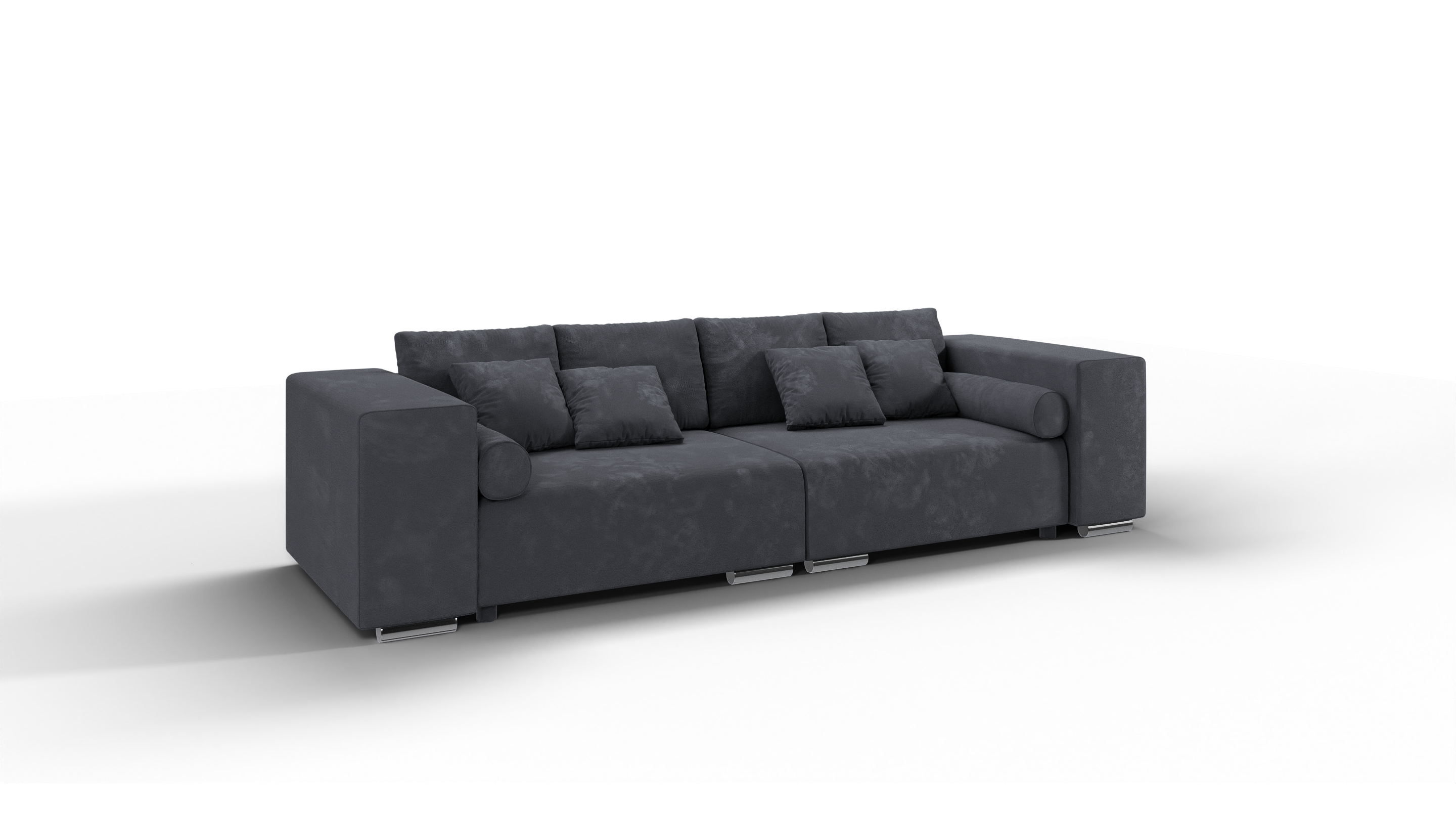 BIGSOFA Kami Microfaser Graphit - Graphitfarben/Schwarz, Kunststoff/Textil (290/80/110cm) - S-Style