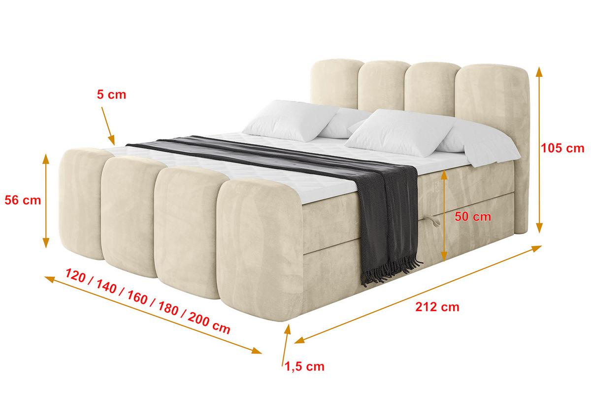 BOXBETT mit Matratze H4 und Lattenrost - NINA-Z - 200x200 cm - Beige - Sahara, Holzwerkstoff (200/200cm)
