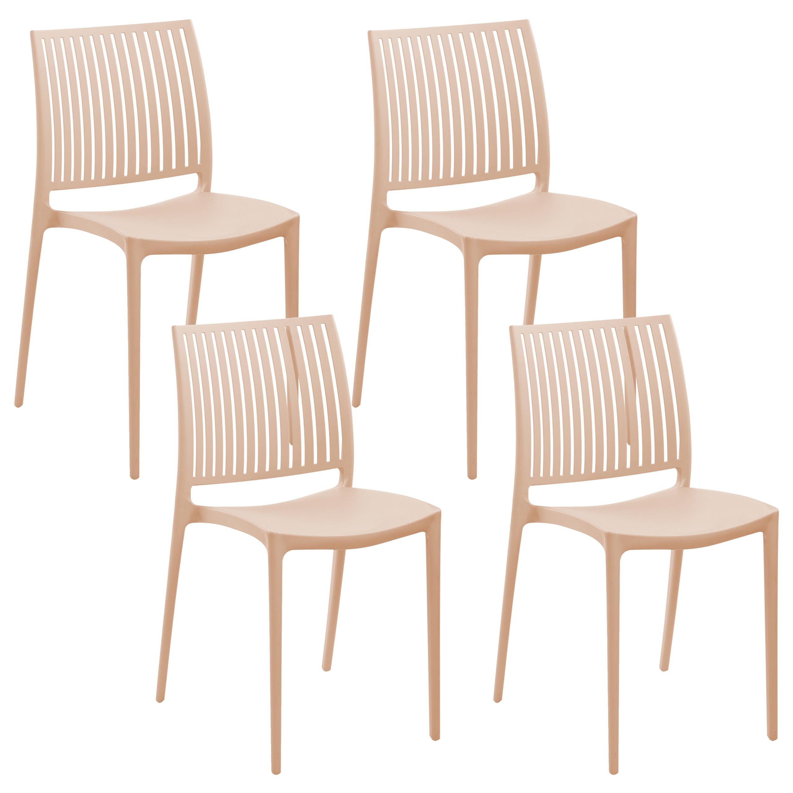 GARTENSTUHL 4er-Set Sandbeige Illumani - Sandfarben, Kunststoff (42/80/48cm) - Beliani