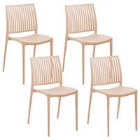 GARTENSTUHL 4er-Set Sandbeige Illumani - Sandfarben, Kunststoff (42/80/48cm) - Beliani