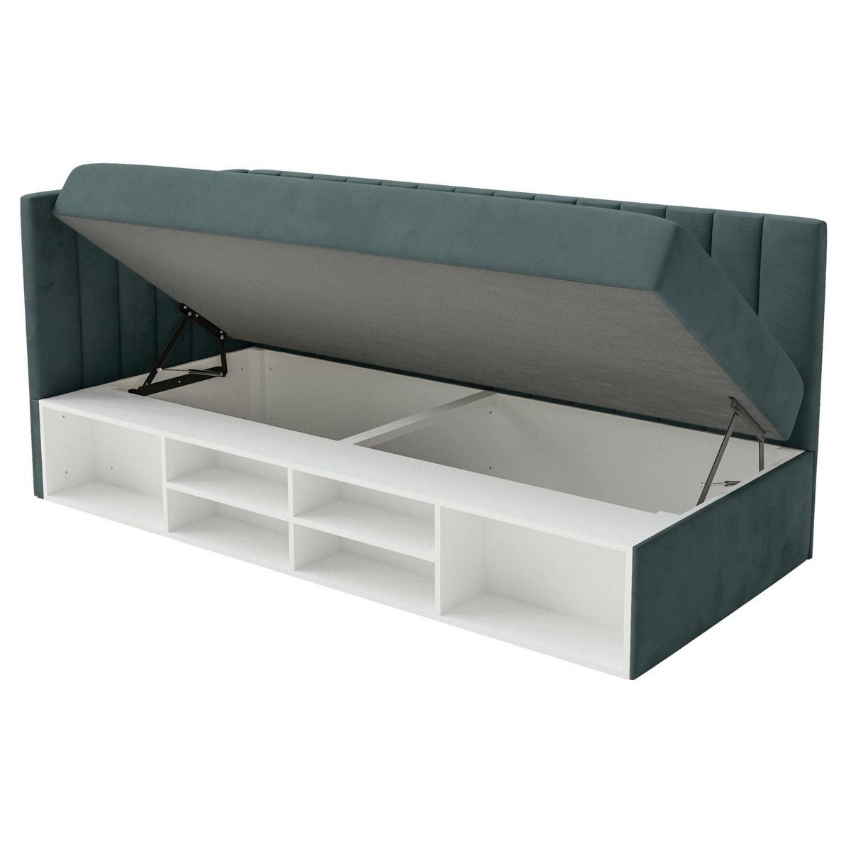 JUGENDBETT Ventrio Blaugrau Easy-Clean-Samtbezug 90x200 cm - Hellgrau, Kunststoff/Textil (90/200cm) - Selsey