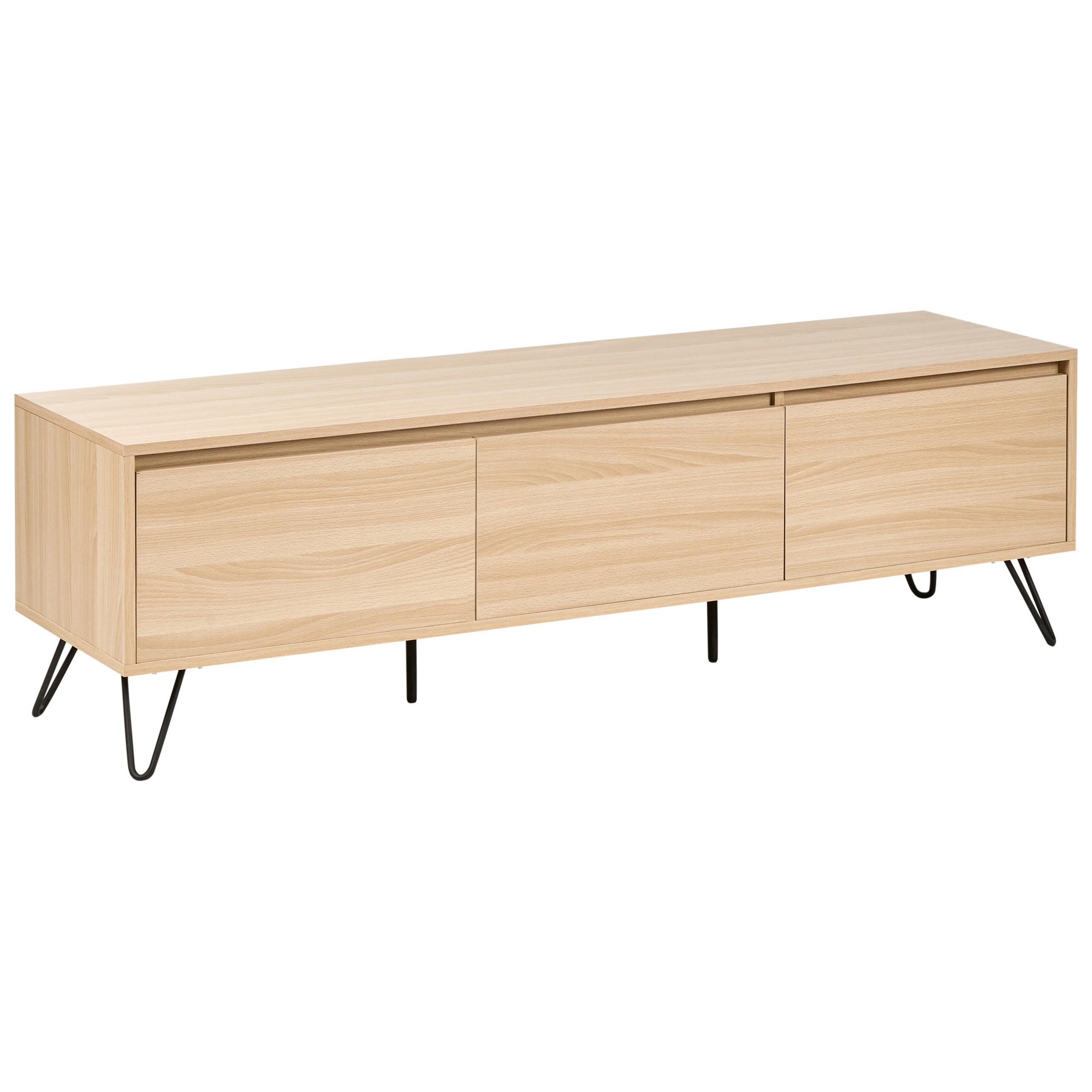 TV-MÖBEL Hellbraun Cardigan - Hellbraun/Schwarz, Holzwerkstoff (150/45/40cm) - Beliani