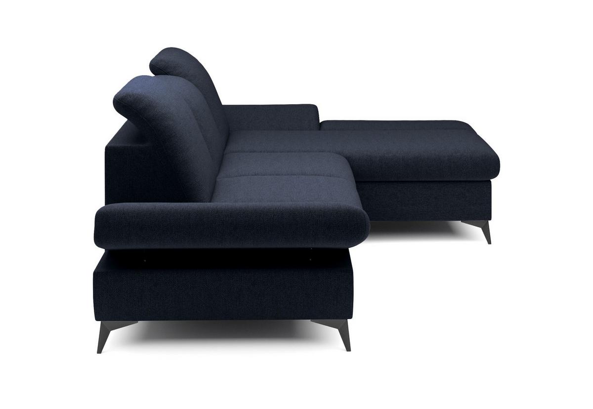ECKSOFA FELICE R-S Dunkelblau Geflochtener Stoff mit Schlaffunktion - Dunkelblau, Holz (284/166cm) - MASSENO
