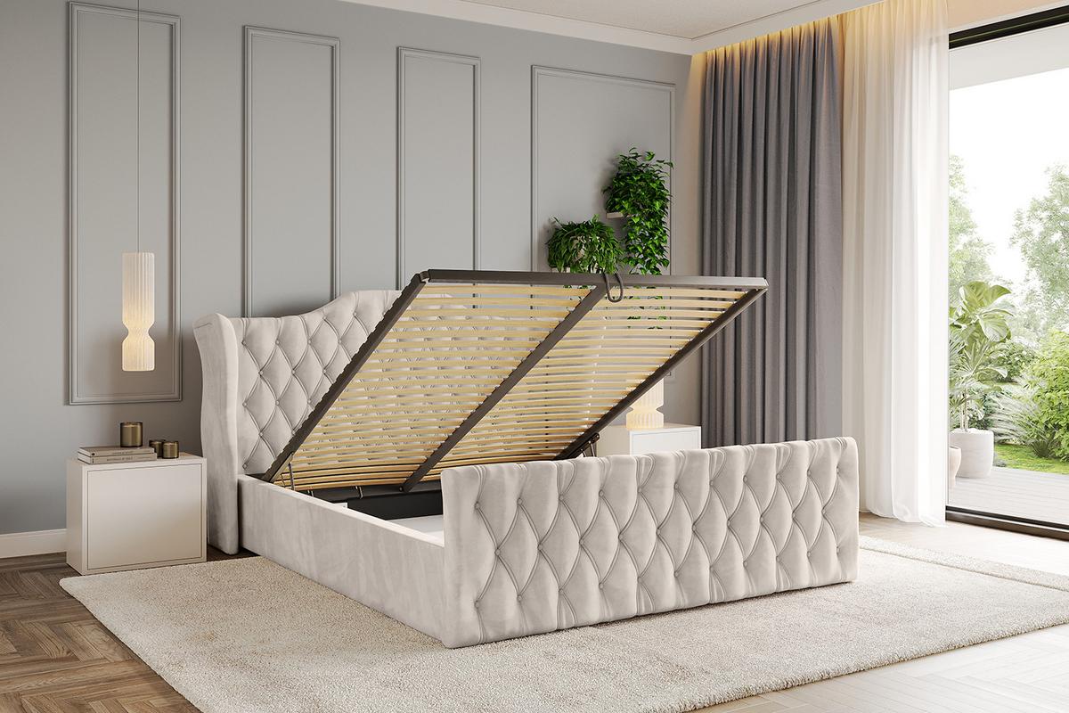 POLSTERBETT mit Bettkasten, Fußteil und Lattenrost, Boxbett mit Matratze H3/H4 - ZORAN-Z 120x200 Beige - Beige, Holzwerkstoff/Textil (120/200cm) - ALTDECOR