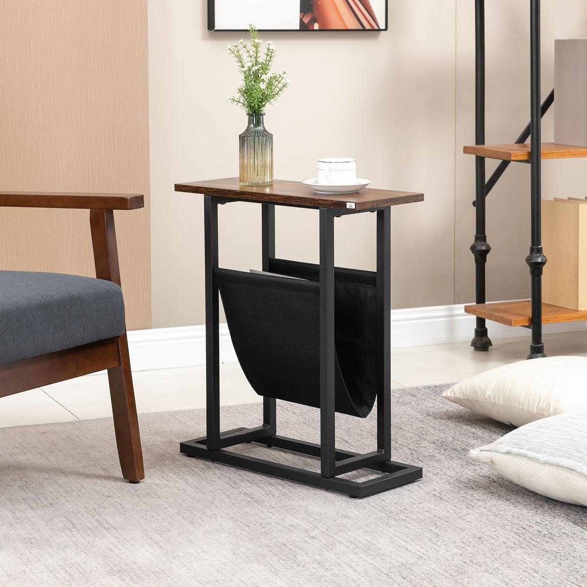 BEISTELLTISCH mit Stofftasche, Couchtisch, Sofatisch, Nachttisch, Dunkelbraun - Dunkelbraun, Kunststoff (49/19/55cm) - HOMCOM